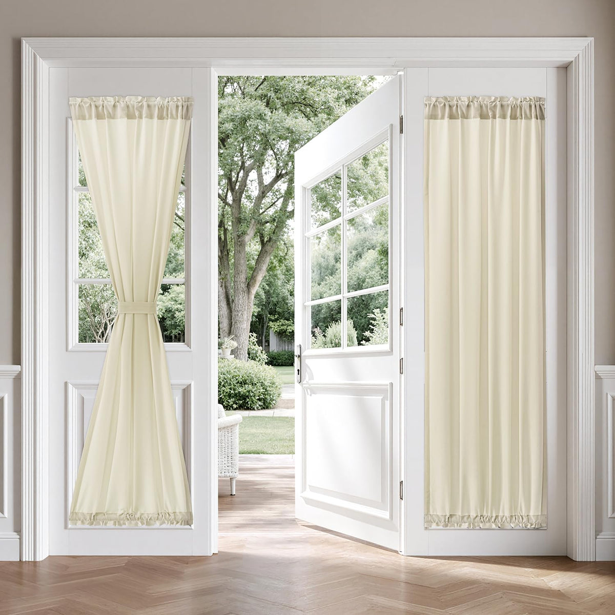 MIULEE Non-See-Through White Sidelight Curtains 2 Panels 26 x 72 inches