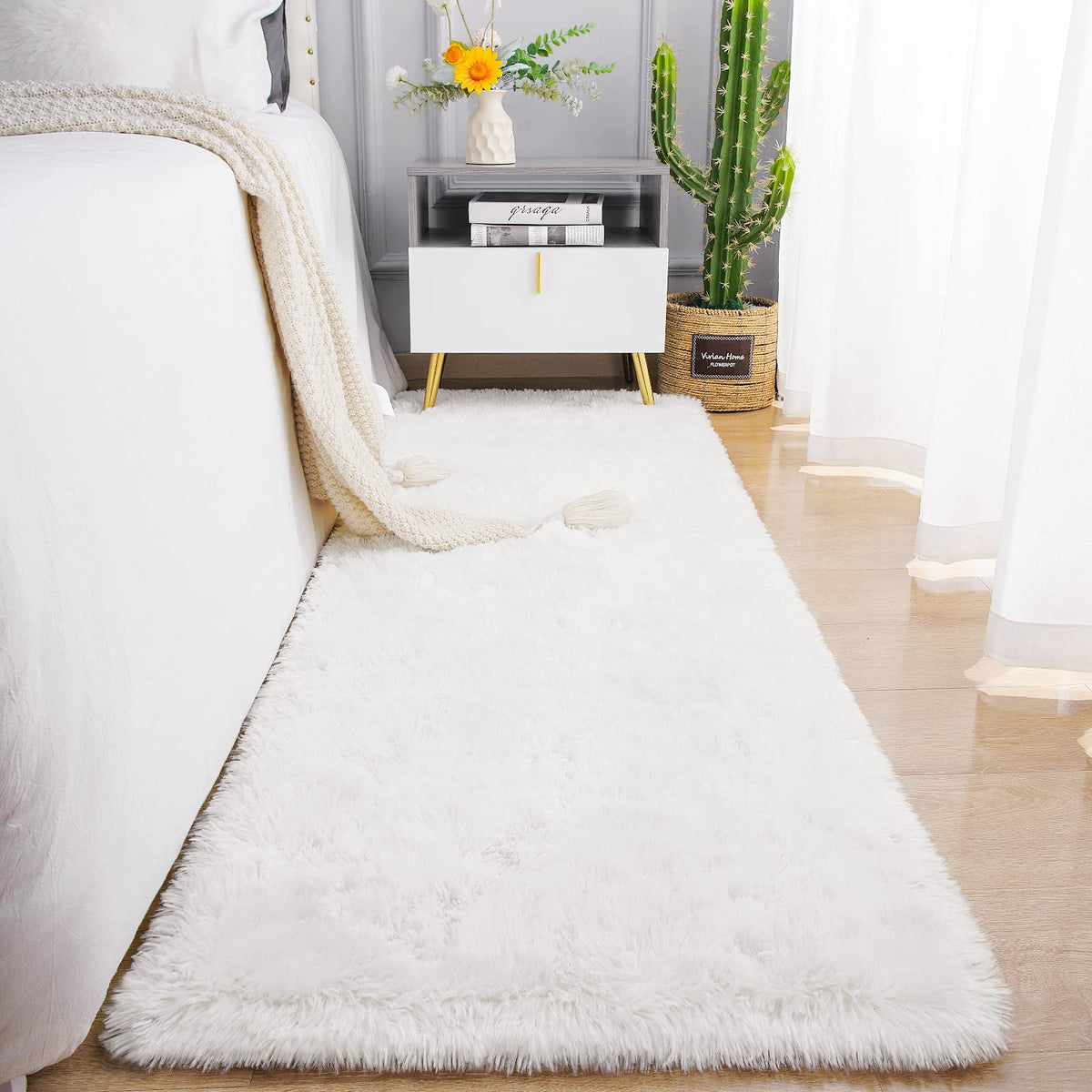 Chicrug Soft Runner Rug for Bedroom Living Room Plush Fluffy Rugs 2x6