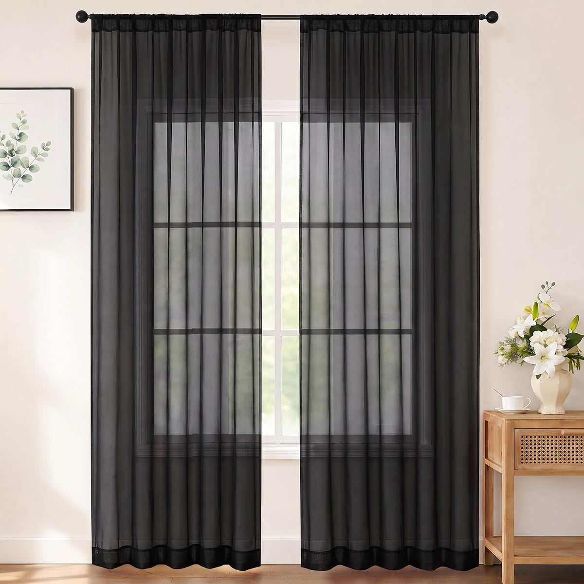 Chyhomenyc White Sheer Curtains 84 inch Long for Living Room, 2 Panels