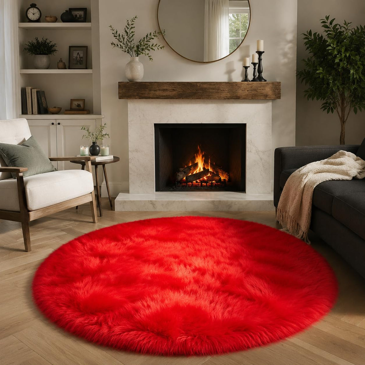 EasyJoy Ultra Soft Fluffy/Fuzzy Shaggy Area Rug Faux Fur Chair Cover Seat Pad for Bedroom Floor Sofa Living Room (2 x 6 ft Sheepskin, Beige)