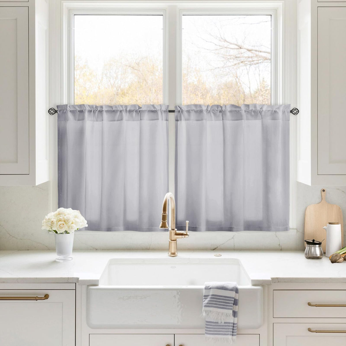 HOMEIDEAS Non-See-Through White Privacy Sheer Curtains, 52 X 96 Inches Long