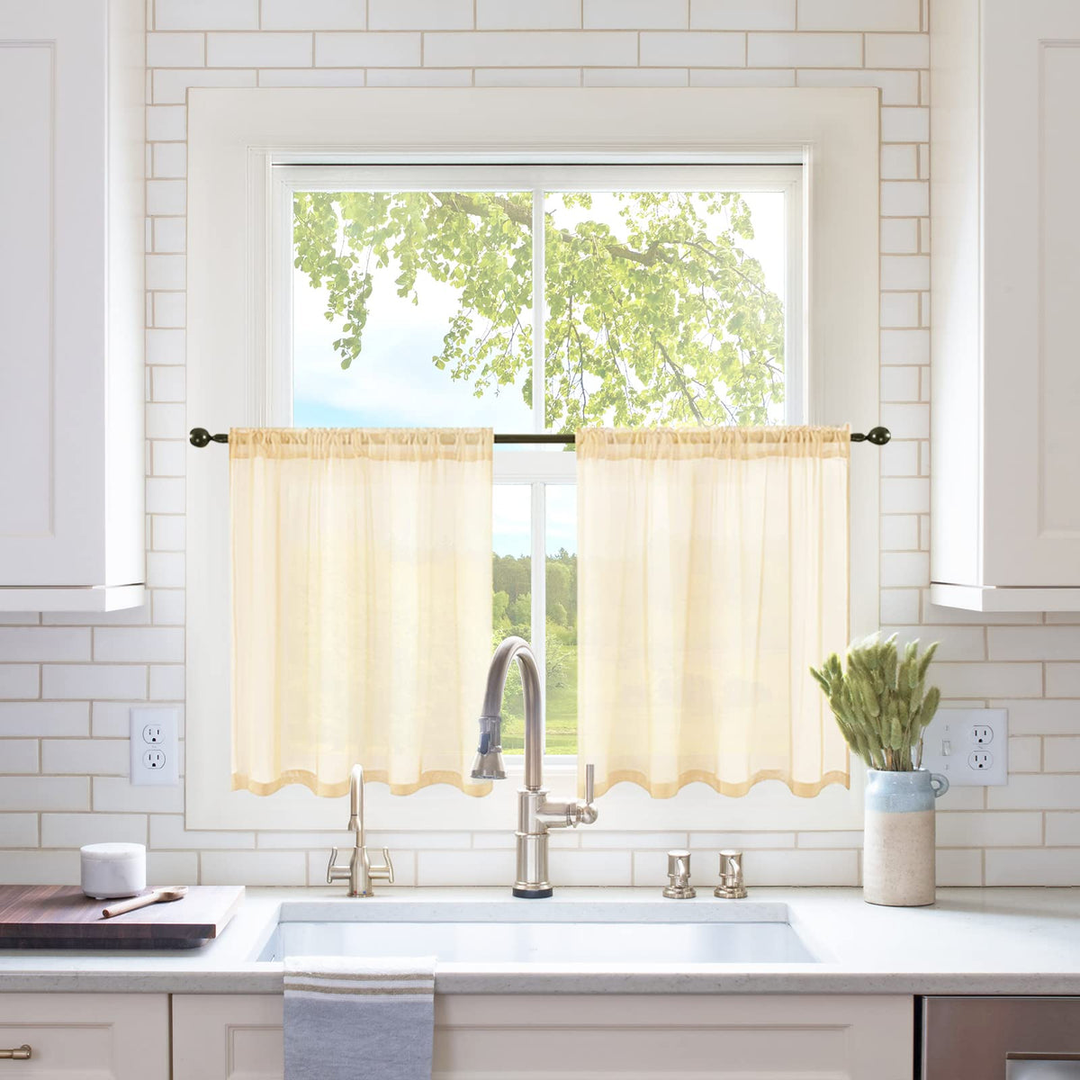MIULEE 2 Panels White Sheer Curtains for Living Room 54 X 105 Inches