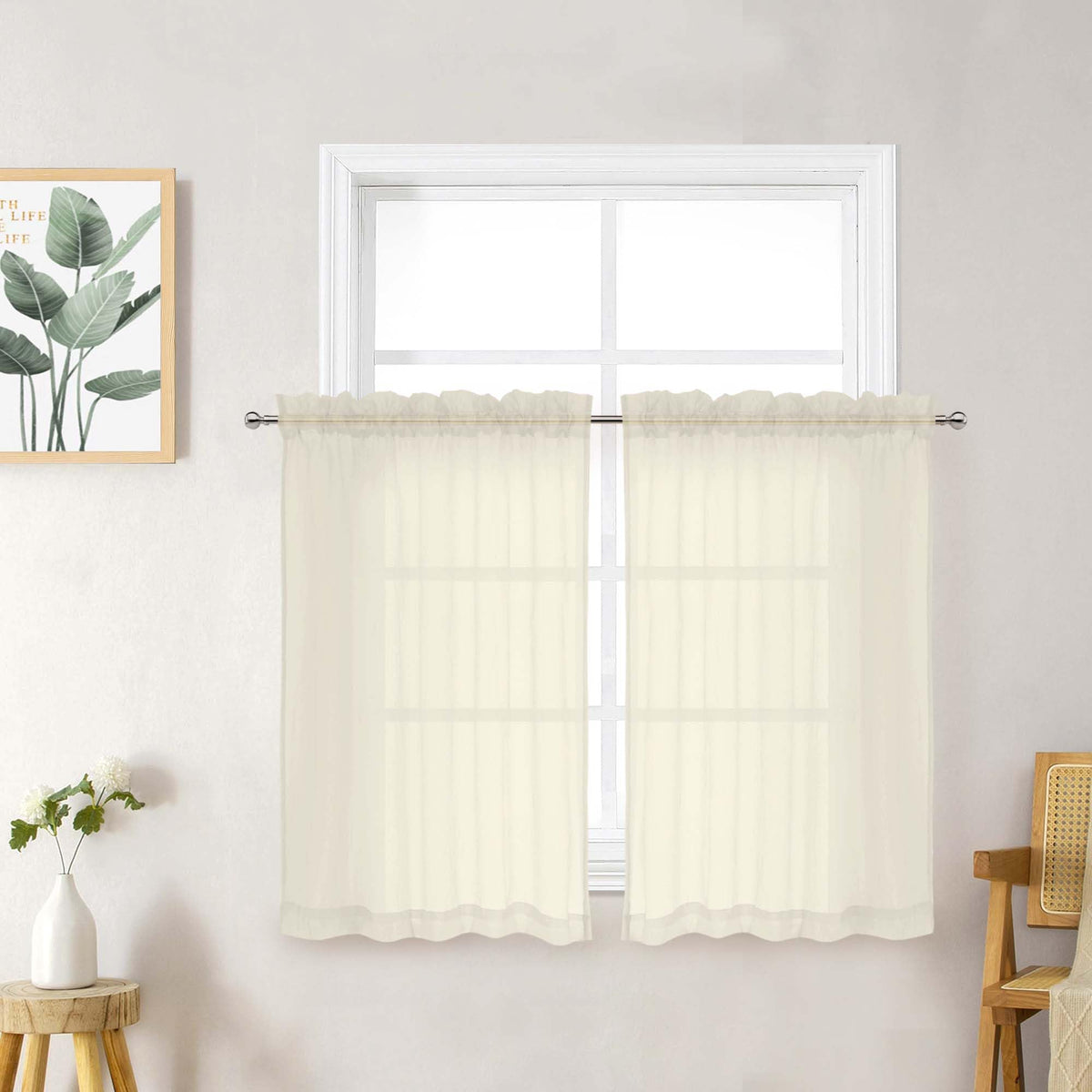 Chyhomenyc Crushed Sheer Navy Blue Curtains 84 Inch Length 2 Panels, Light Filtering Solid Crinkle Voile Lightweight Rod Pocket Sheer Curtian for Bedroom Living Room, Each 42Wx84L Inches