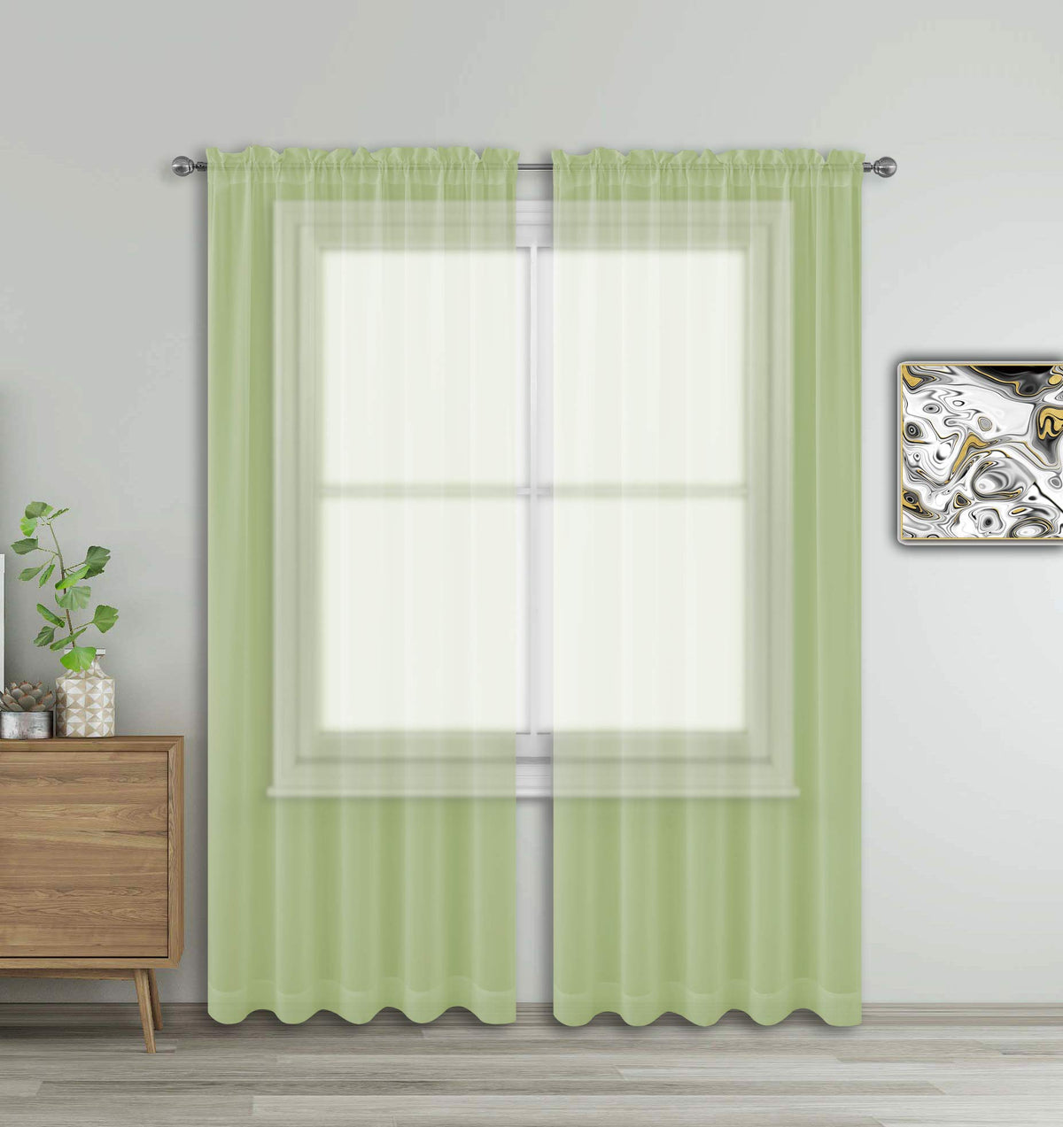 WPM Yellow Color Sheer Curtains 58" Wide x 84" Long 2 Panels Livingroom Window Treatment Rod Pocket Sheer Voile for Bedroom, Kitchen, Children Room Fully Stitched and Hemmed