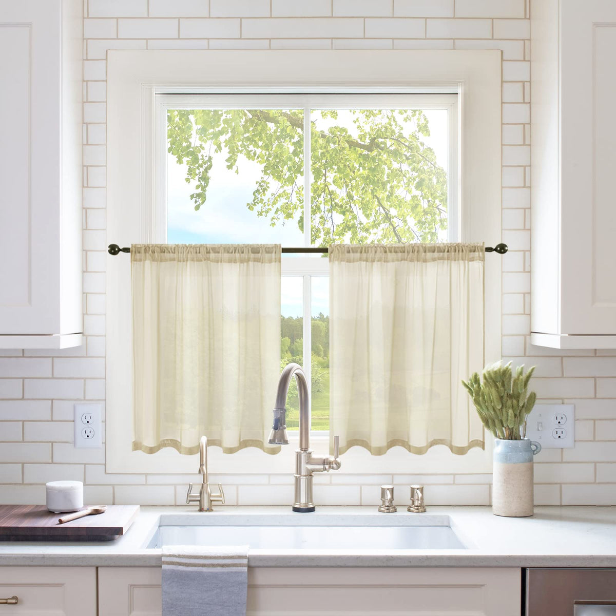 MIULEE 2 Panels White Sheer Curtains for Living Room 54 X 105 Inches