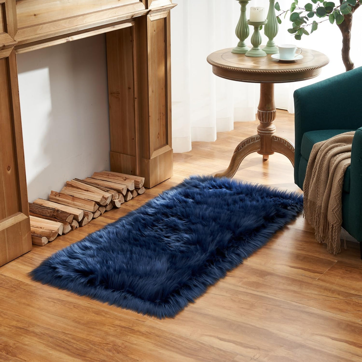 EasyJoy Ultra Soft Fluffy/Fuzzy Shaggy Area Rug Faux Fur Chair Cover Seat Pad for Bedroom Floor Sofa Living Room (2 x 6 ft Sheepskin, Beige)
