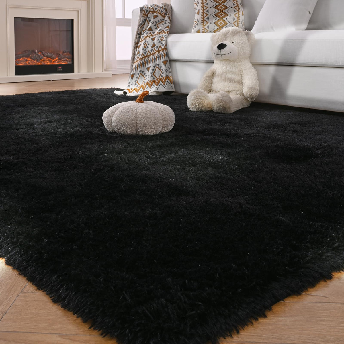 Fluffy Area Rug for Bedroom 5x7 Grey - Soft Shag Dorm Decor Carpet