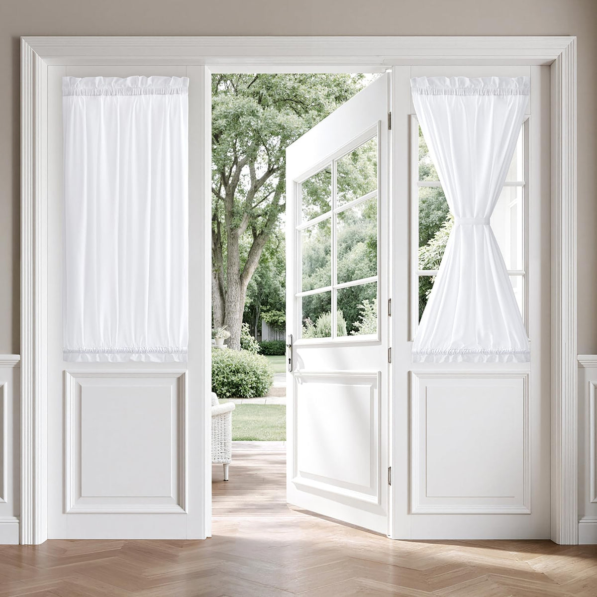 MIULEE Non-See-Through White Sidelight Curtains 2 Panels 26 x 72 inches