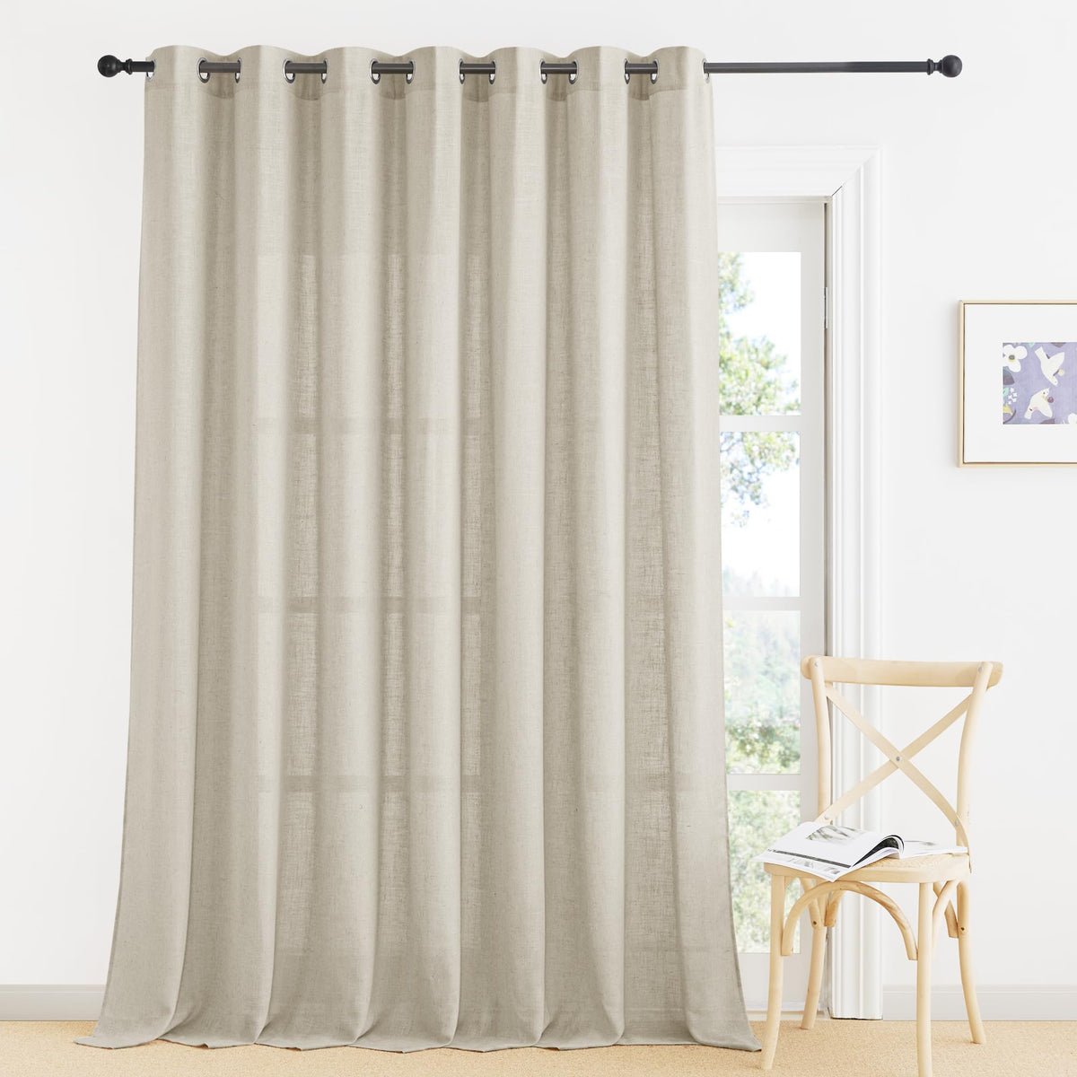 RYB HOME Sliding Patio Door Sheer Curtains, Extra Wide Room Divider Drape