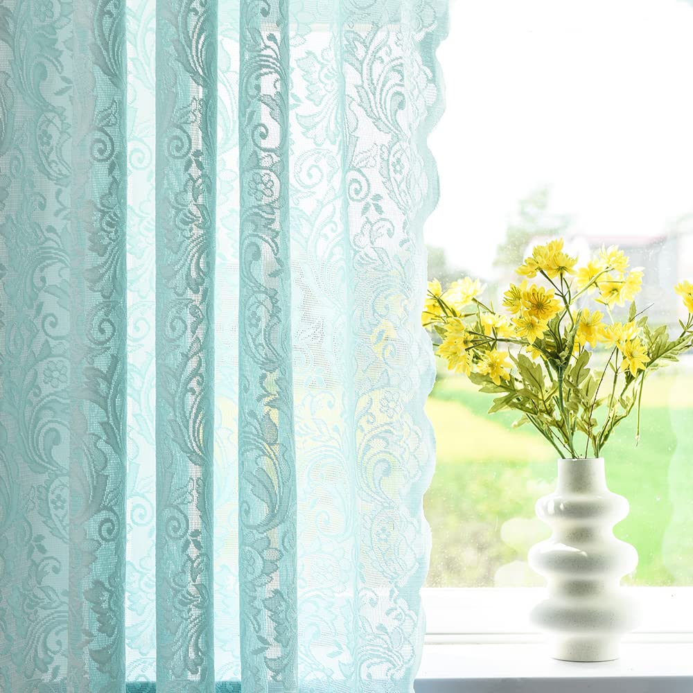 ALIGOGO Black Lace Curtains for Bedroom, Gothic Style, 52W x 63L Inch