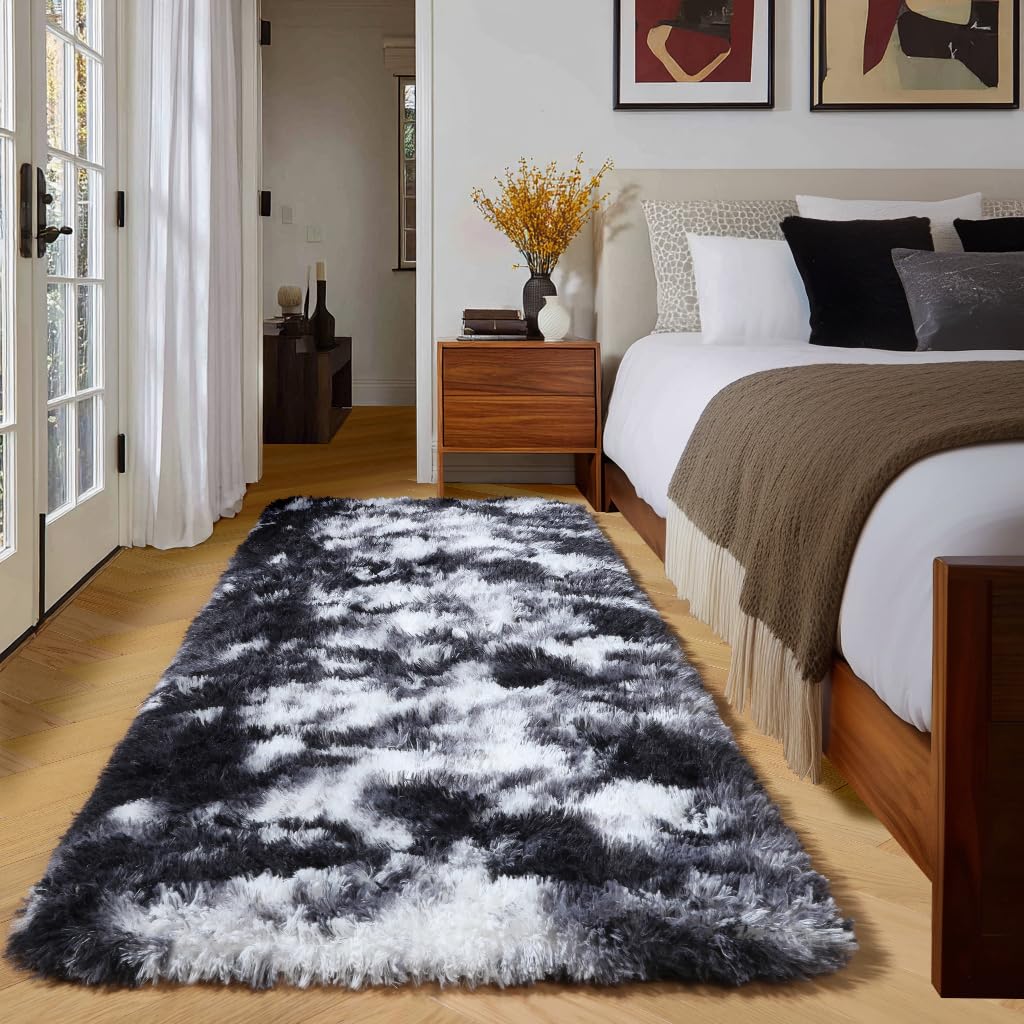 Amdrebio Light Pink Fluffy Fuzzy Area Rug 4x6 for Girls Bedroom Kids Room
