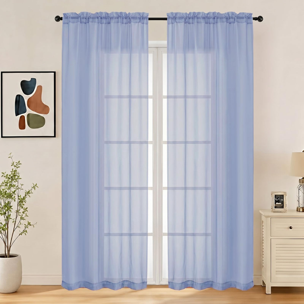 LIVEKID White Sheer Curtains 84 Inches Long 2 Panels - Light Filtering Breathable Voile Textured Sheer Curtains for Bedroom/Living Room, Rod Pocket Soft Elagant & Airy Solid Drapes, W42 x L84