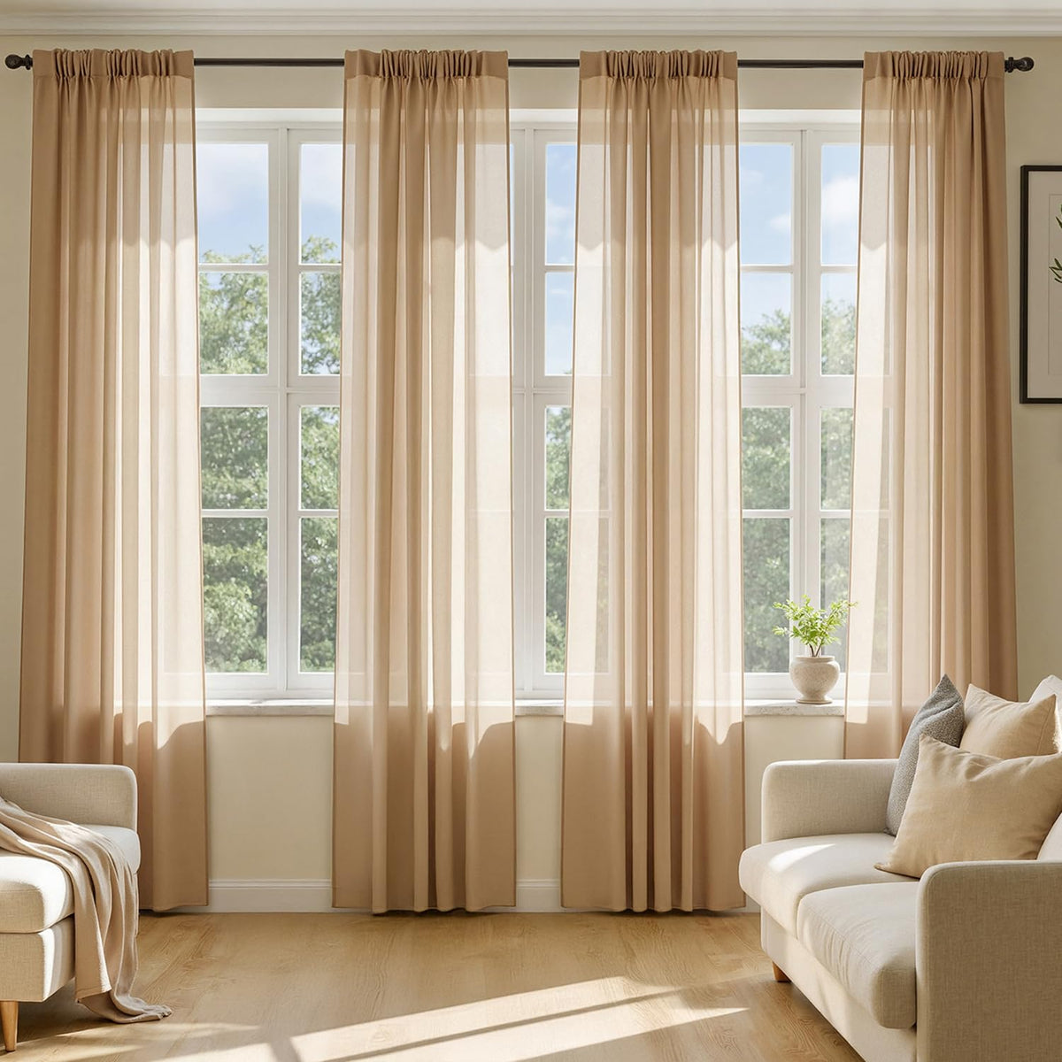 MIULEE White Sheer Curtains 84 Inches Long 4 Panels 42 x 84 Inches