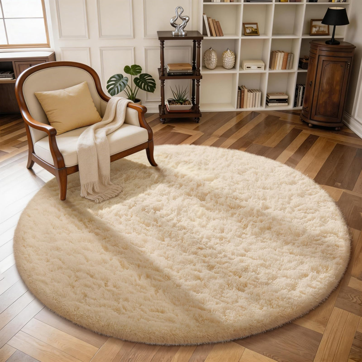 Ophanie 5x7 Area Rugs for Living Room Ivory, Fluffy Shag Large Fuzzy Plush Soft Rug, Shaggy Floor Big Carpets for Bedroom Nursery, Kids Home Decor Aesthetic with Over 99 pcs Pile fibers