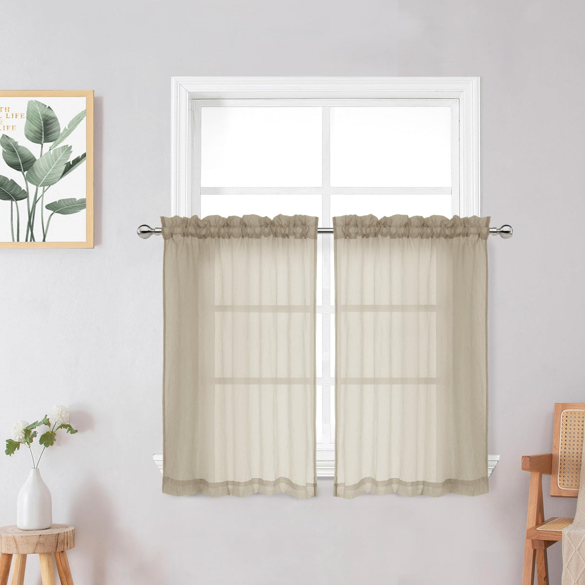 Chyhomenyc Crushed Sheer Navy Blue Curtains 84 Inch Length 2 Panels, Light Filtering Solid Crinkle Voile Lightweight Rod Pocket Sheer Curtian for Bedroom Living Room, Each 42Wx84L Inches