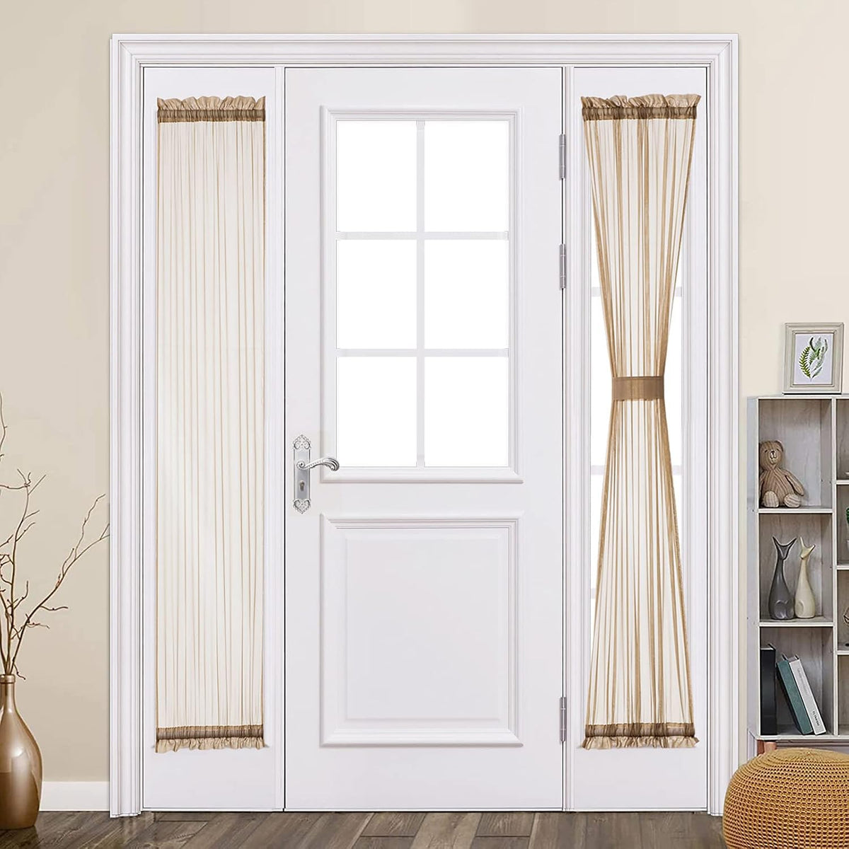 MIULEE White 54 Wide and 72 Inches Length French Door Sheer Curtains
