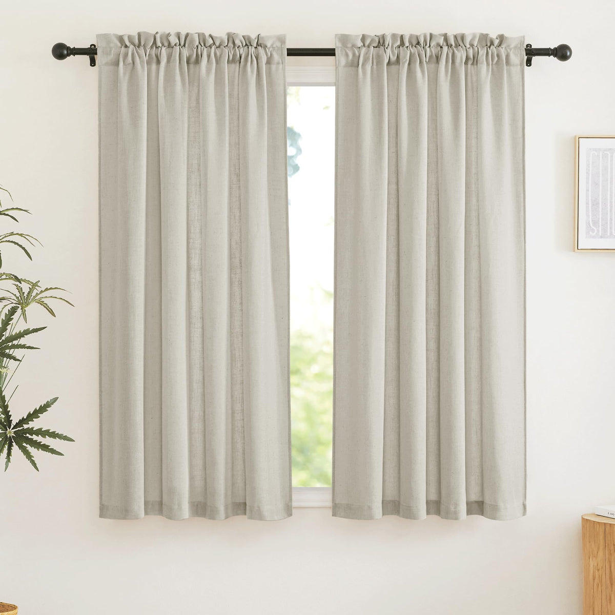 RYB HOME White Semi Sheer Curtains 84 inches Long for Living Room