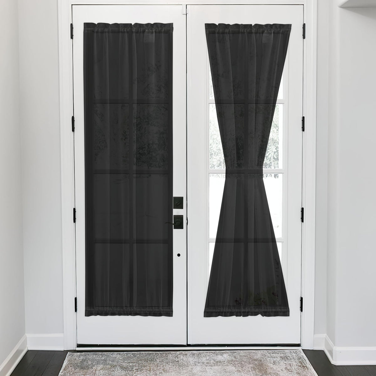 NICETOWN White 2 Panels French Door Curtains for Front Back Window Cover
