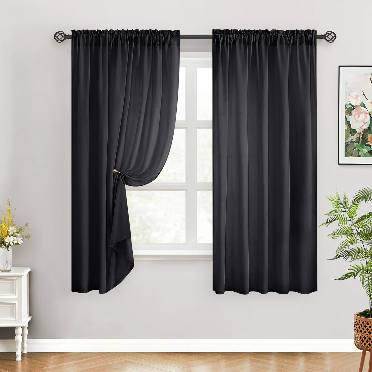 HOMEIDEAS Non-See-Through White Privacy Sheer Curtains, 52 X 96 Inches Long