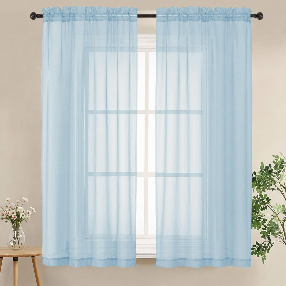 LIVEKID White Sheer Curtains 84 Inches Long 2 Panels - Light Filtering Breathable Voile Textured Sheer Curtains for Bedroom/Living Room, Rod Pocket Soft Elagant & Airy Solid Drapes, W42 x L84