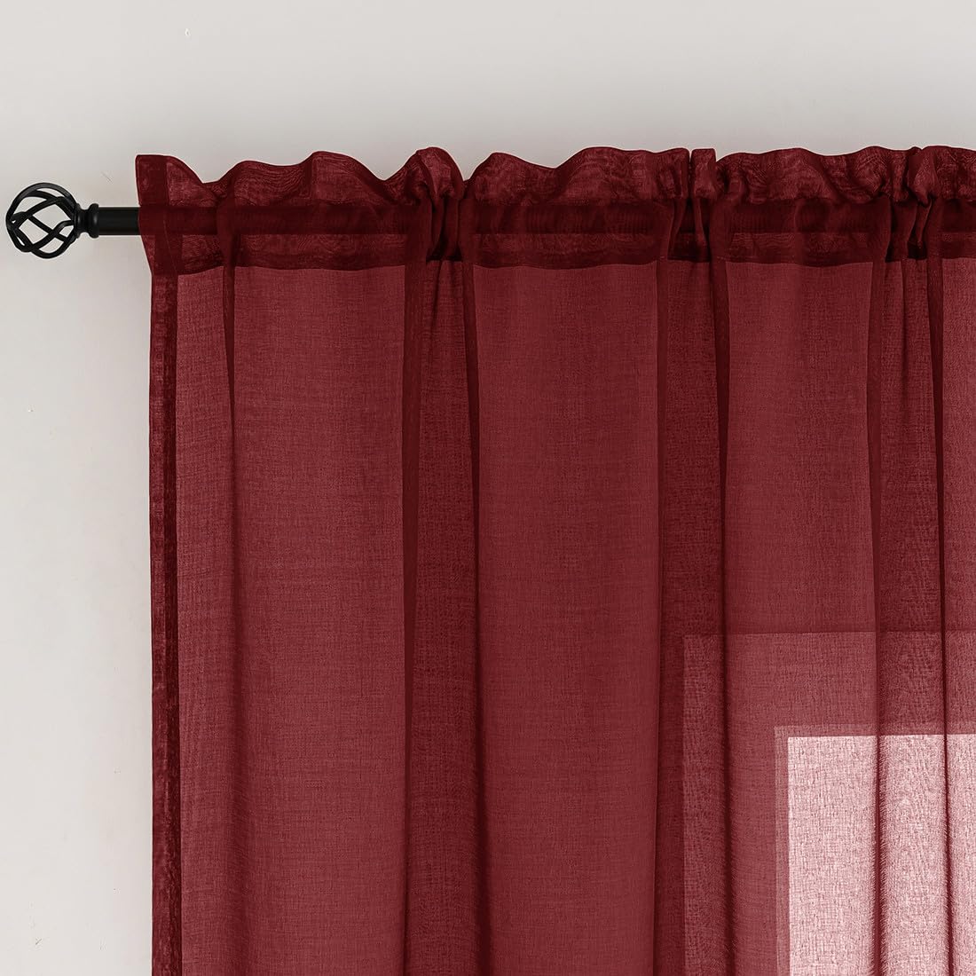 MYSTIC-HOME Sheer Curtains White 63 Inch Length, Rod Pocket Voile Drapes for Living Room, Bedroom, Window Treatments Semi Crinkle Curtain Panels for Yard, Patio, Villa, Parlor, Set of 2, 52"x 63"