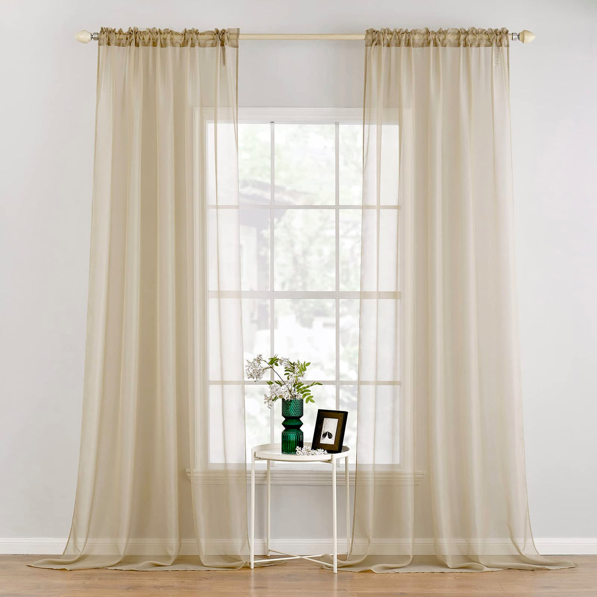 MIULEE 2 Panels White Sheer Curtains for Living Room 54 X 105 Inches