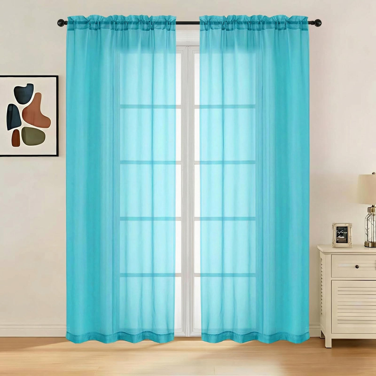 LIVEKID White Sheer Curtains 84 Inches Long 2 Panels - Light Filtering Breathable Voile Textured Sheer Curtains for Bedroom/Living Room, Rod Pocket Soft Elagant & Airy Solid Drapes, W42 x L84
