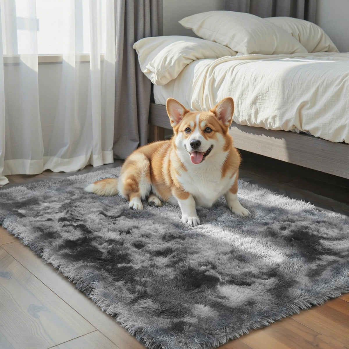 8x10 Area Rugs for Living Room,Light Grey Large Shaggy Soft Plush Furry Rug