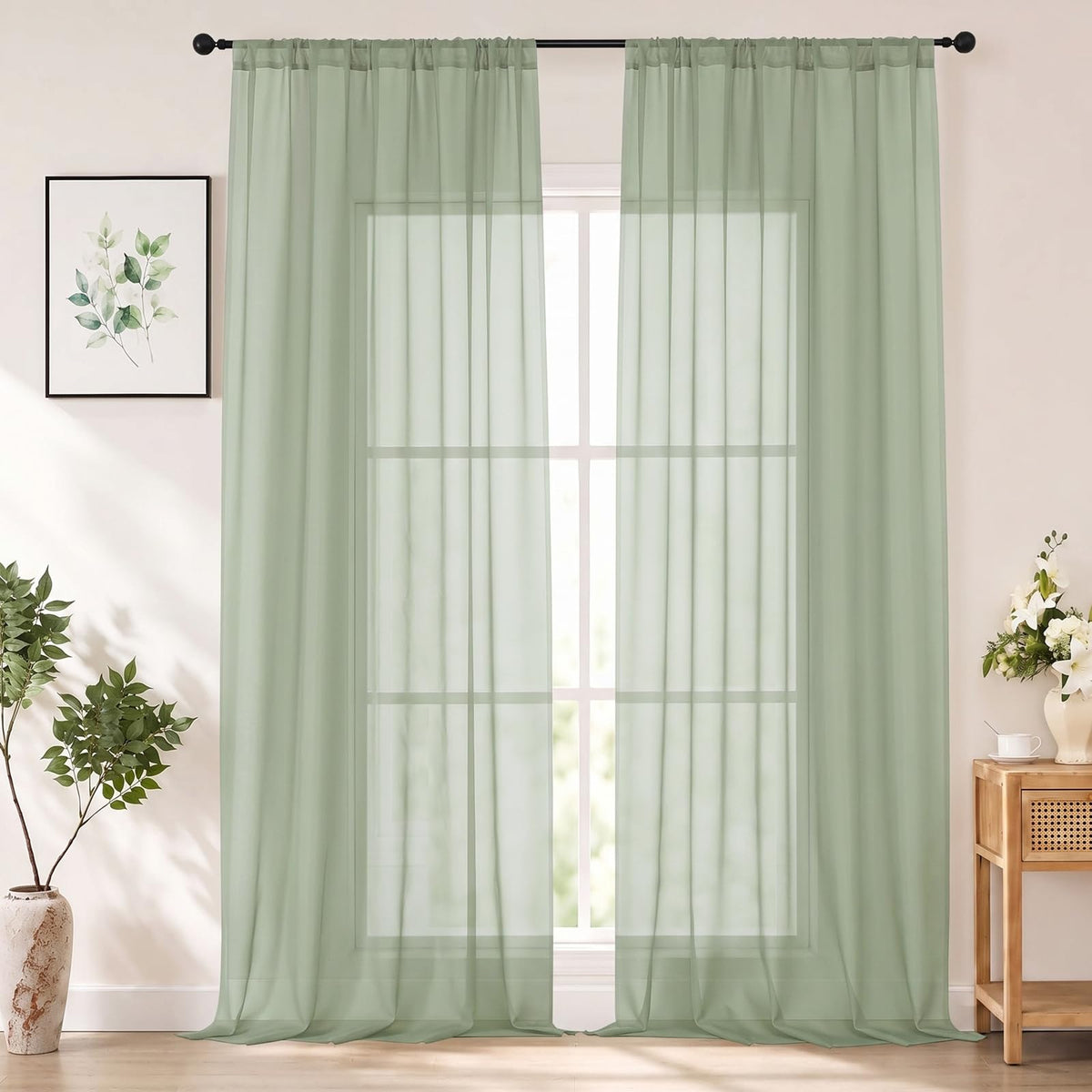 Chyhomenyc White Sheer Curtains 84 inch Long for Living Room, 2 Panels
