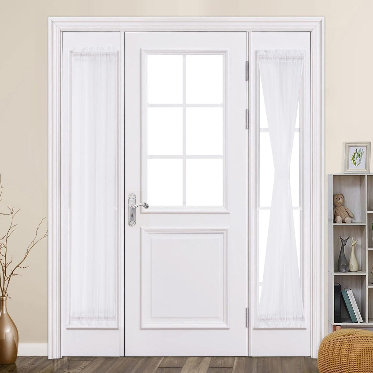 MIULEE White 54 Wide and 72 Inches Length French Door Sheer Curtains