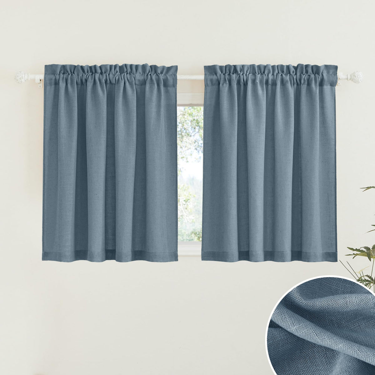 RYB HOME White Semi Sheer Curtains 84 inches Long for Living Room