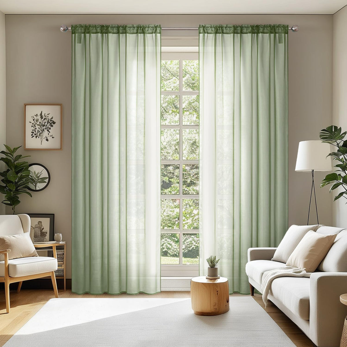 MIULEE 2 Panels White Sheer Curtains for Living Room 54 X 105 Inches