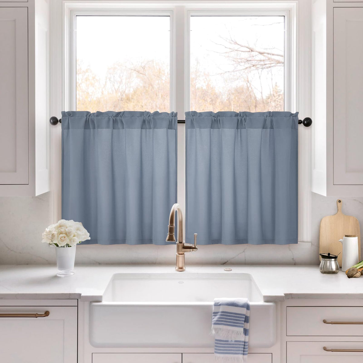 HOMEIDEAS Non-See-Through White Privacy Sheer Curtains, 52 X 96 Inches Long