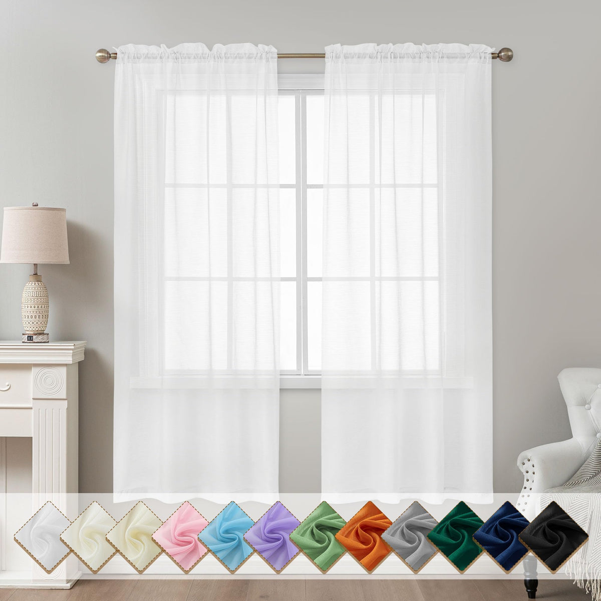 Natural Sheer Curtains 96 Inches Long Rod Pocket