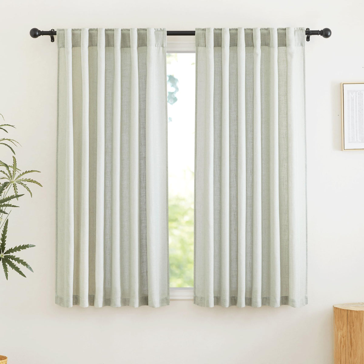 RYB HOME White Sheer Curtains for Living Room Patio Glass Door, W52 x L95
