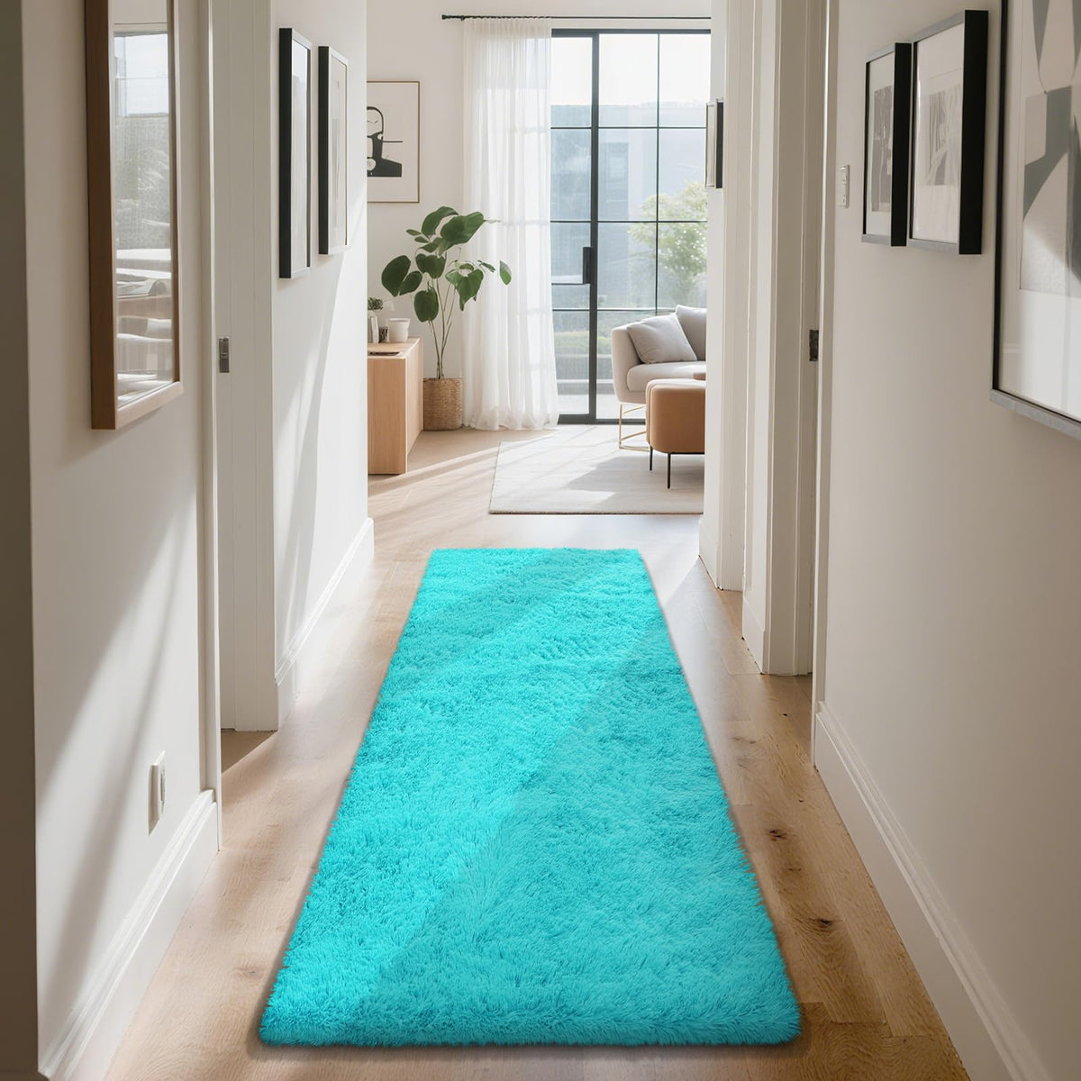 Beige 8x10 Area Rugs for Living Room, Fluffy Shag Rug Large Bedroom Carpet