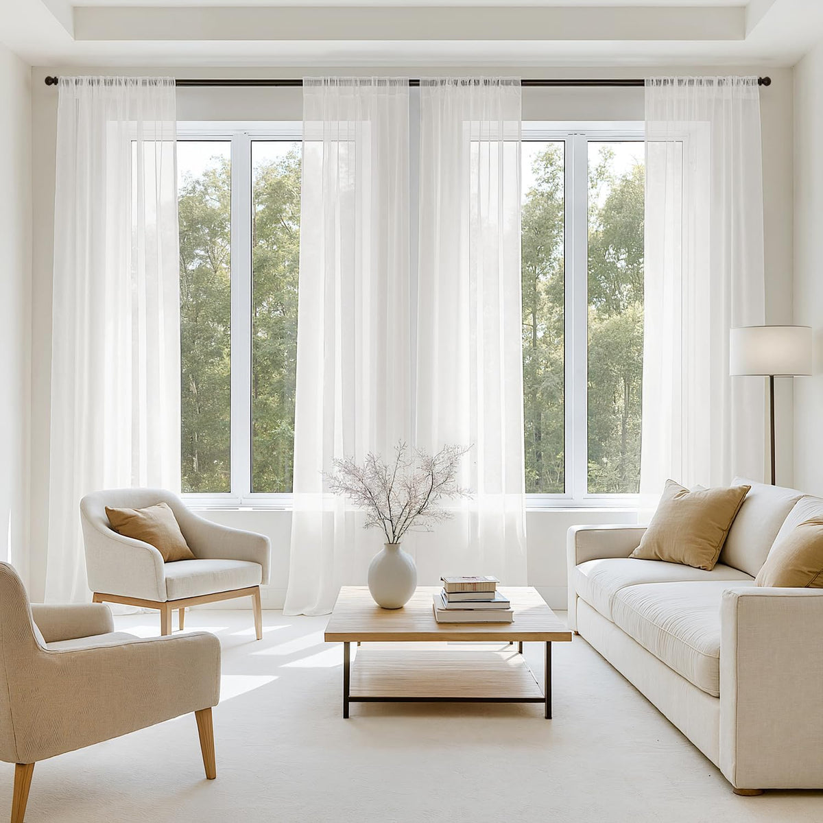 MIULEE White Sheer Curtains 84 Inches Long 4 Panels 42 x 84 Inches