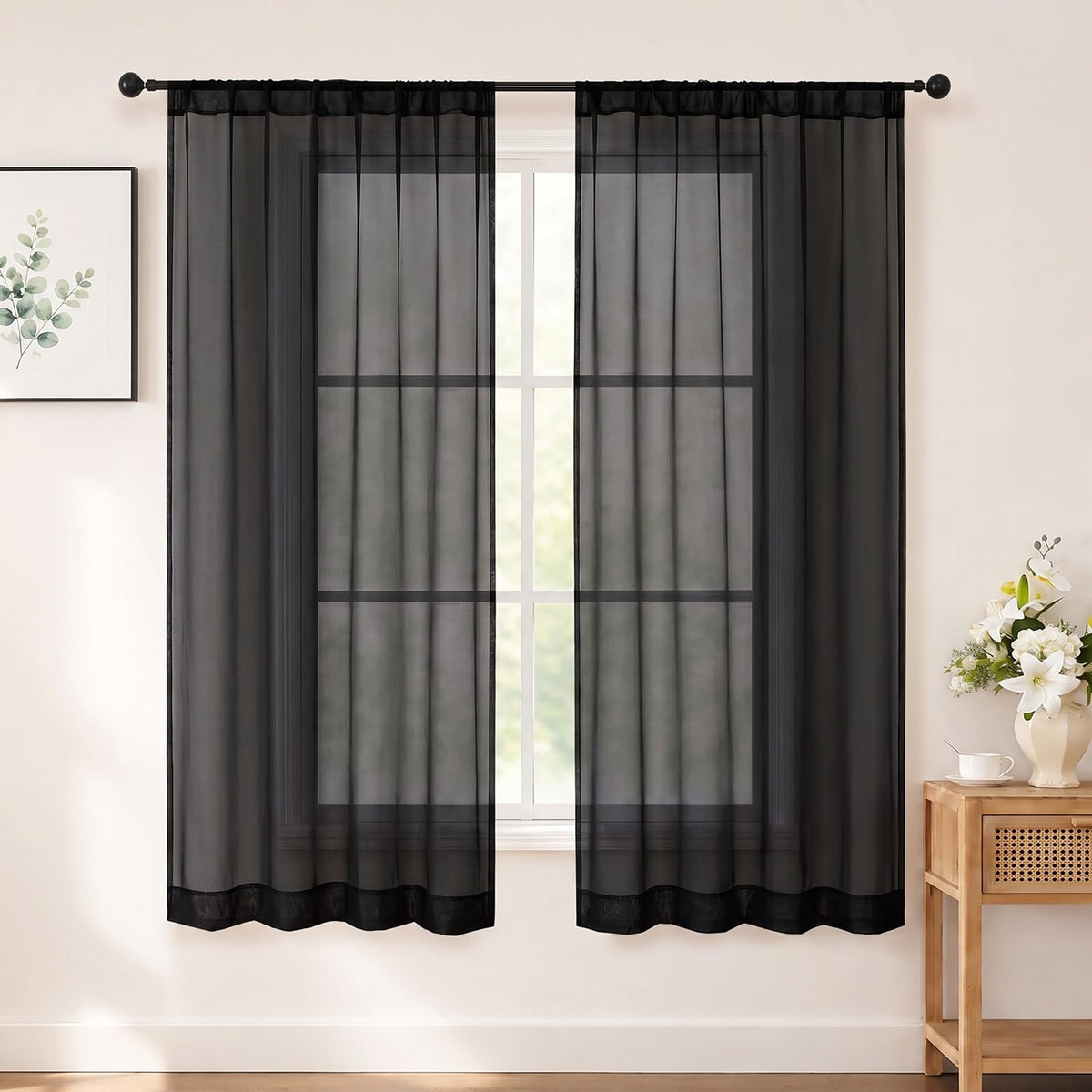 Chyhomenyc White Sheer Curtains 84 inch Long for Living Room, 2 Panels