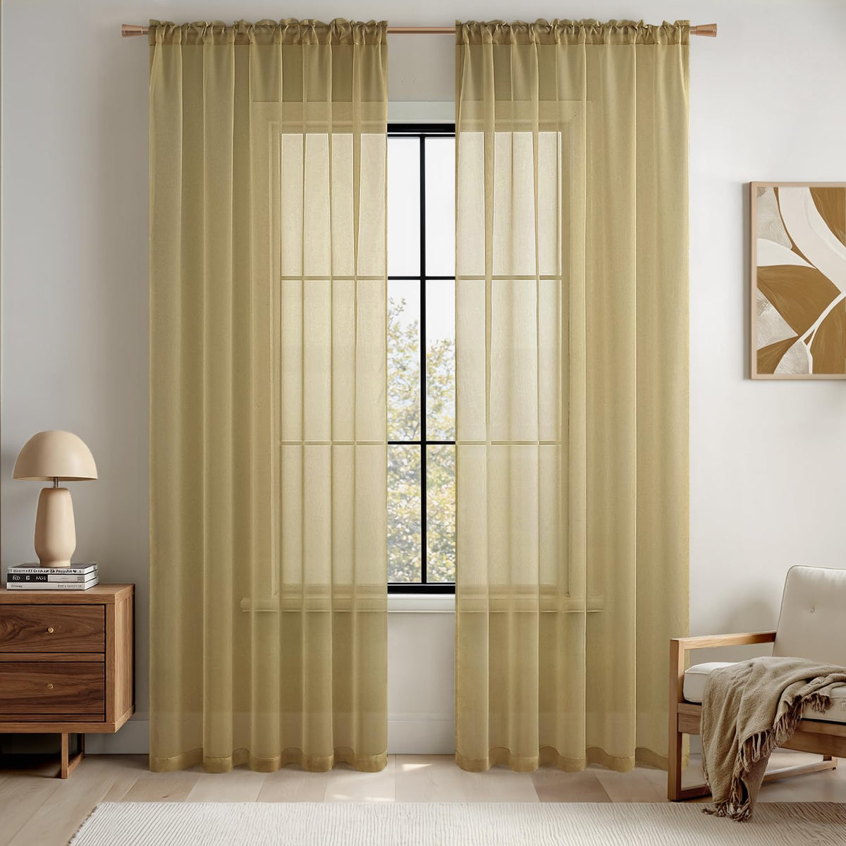 MIULEE 2 Panels White Sheer Curtains for Living Room 54 X 105 Inches