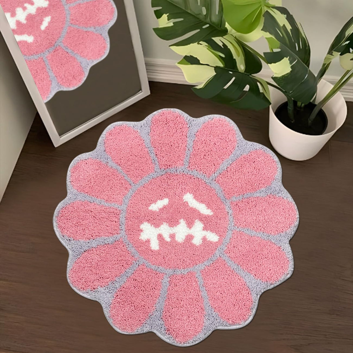 Trippy Happy Face Rug Cool Rugs Graphic Design Tufted Bathroom Rugs