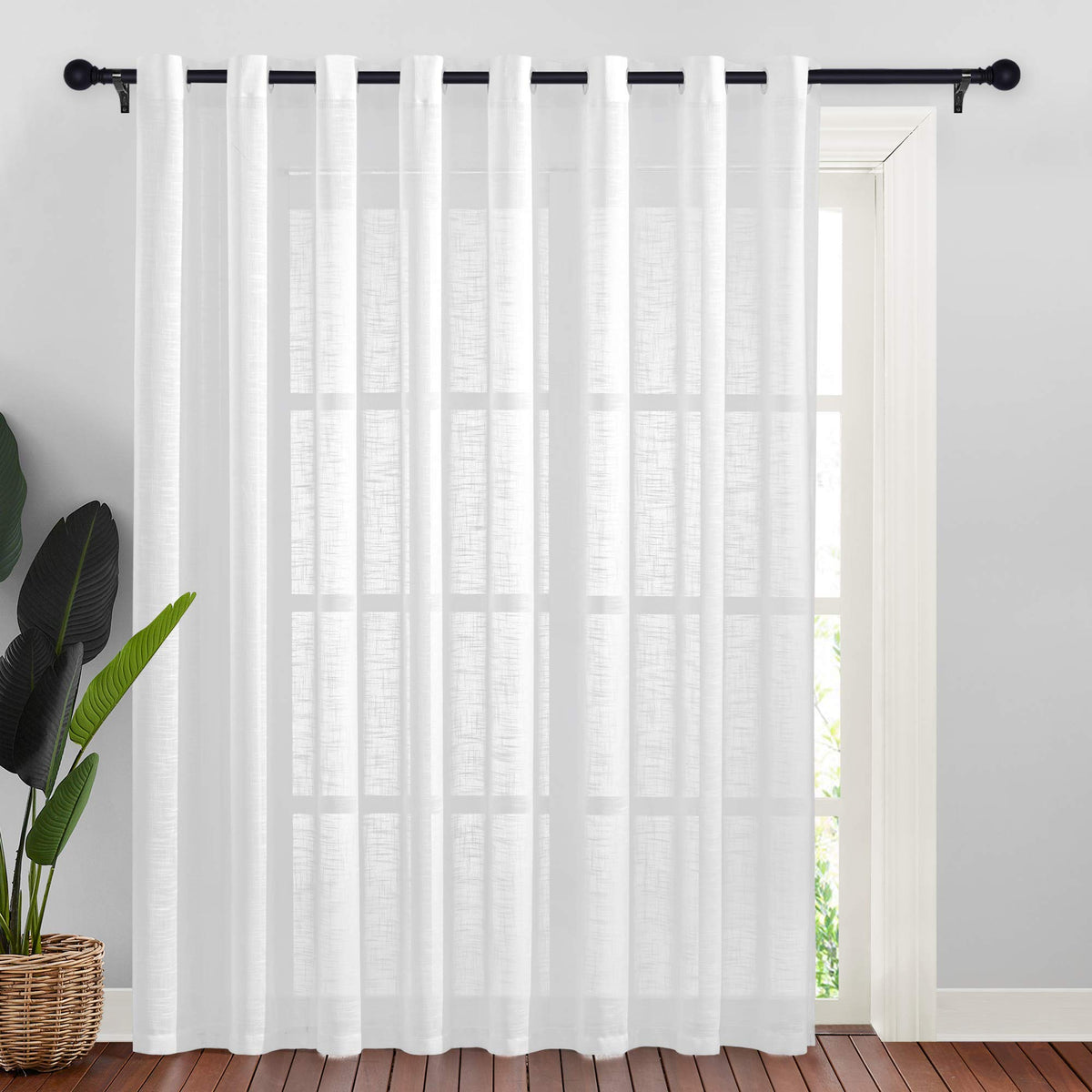NICETOWN White Sheer Curtains for Windows 84 Inch Length, 52" W, 2 Panels