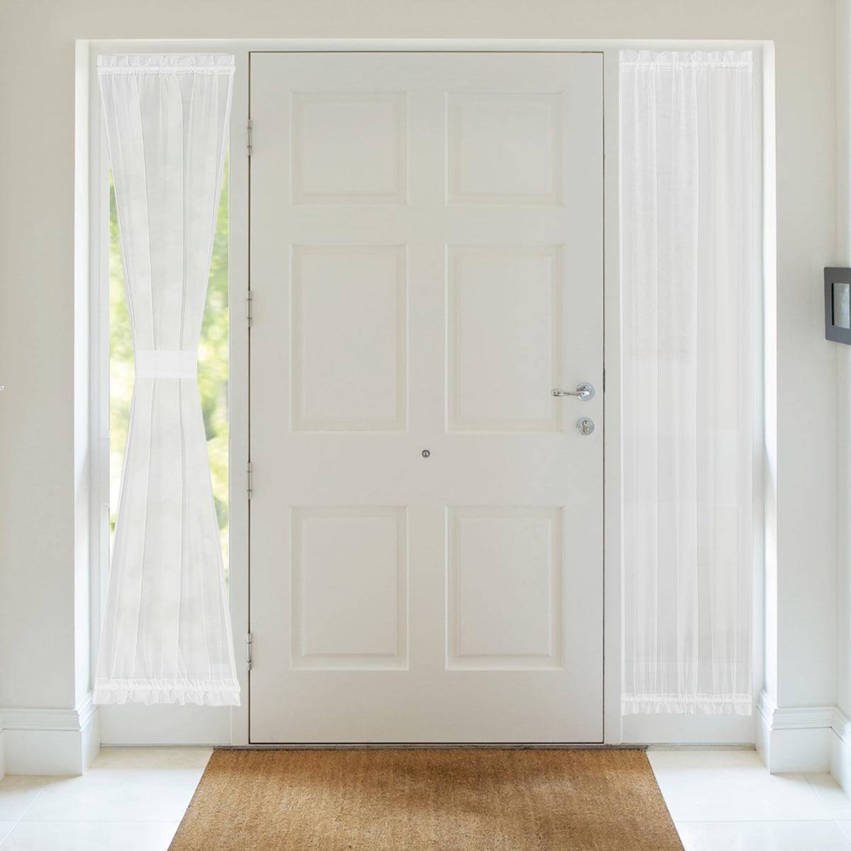 NICETOWN White 2 Panels French Door Curtains for Front Back Window Cover