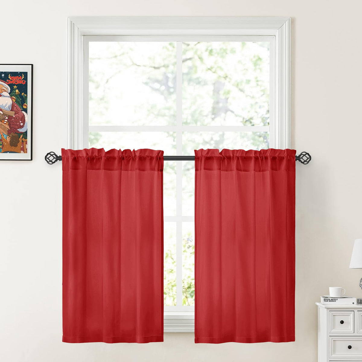 HOMEIDEAS Non-See-Through White Privacy Sheer Curtains, 52 X 96 Inches Long