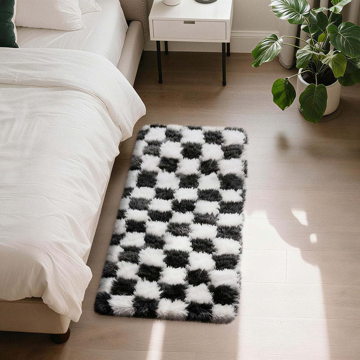 Beige 8x10 Area Rugs for Living Room, Fluffy Shag Rug Large Bedroom Carpet
