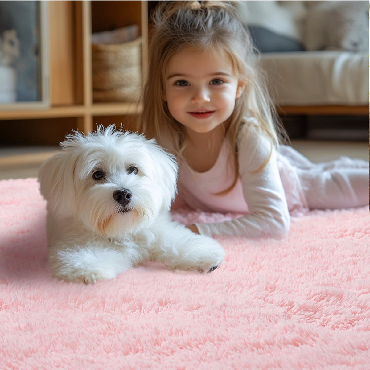Fluffy Area Rug for Bedroom 5x7 Grey - Soft Shag Dorm Decor Carpet