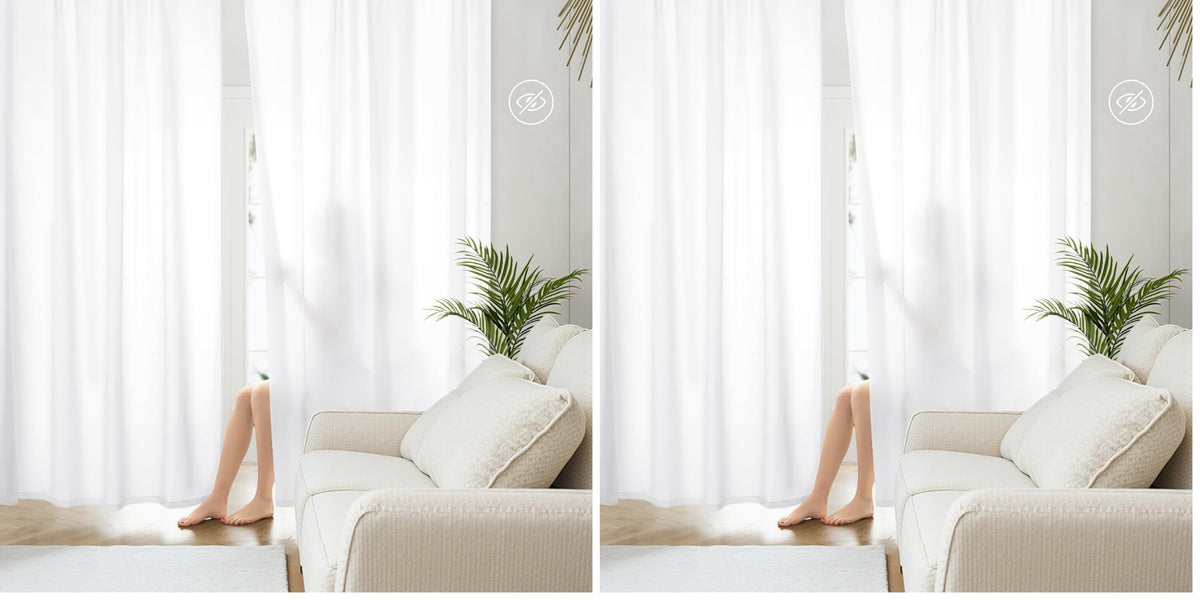 HOMEIDEAS Non-See-Through White Privacy Sheer Curtains, 52 X 96 Inches Long