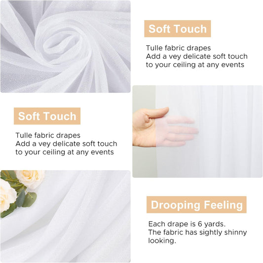 Wokceer White Wedding Arch Draping Fabric Backdrop Drapes Sheer 28.7"x 20FT