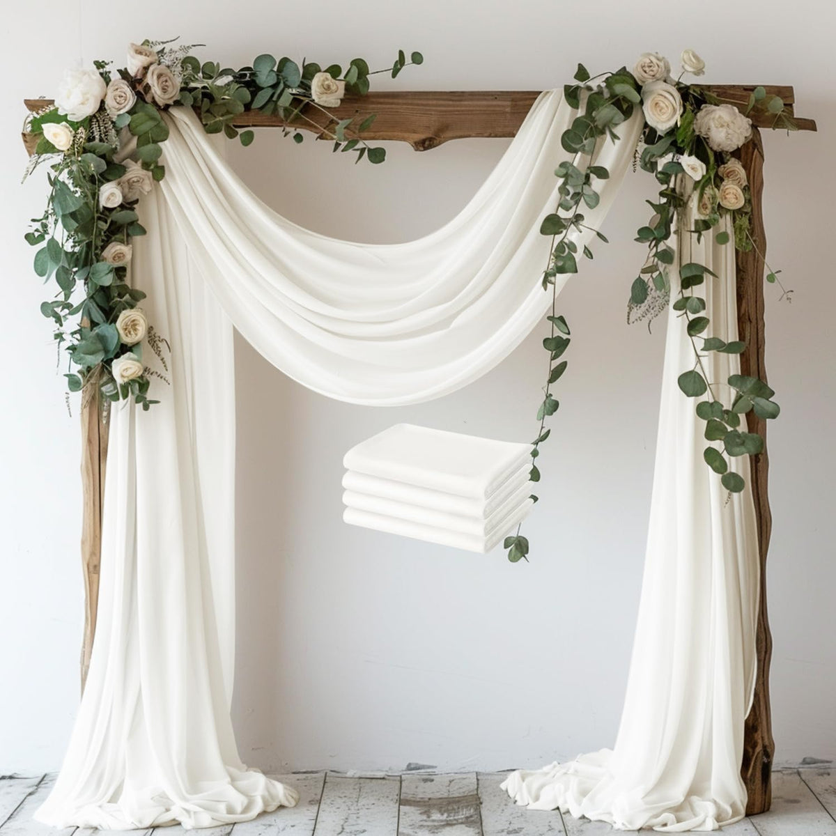 Wokceer White Wedding Arch Draping Fabric Backdrop Drapes Sheer 28.7"x 20FT