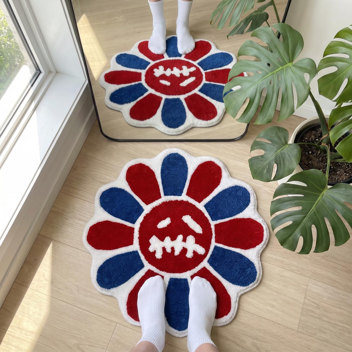 Trippy Happy Face Rug Cool Rugs Graphic Design Tufted Bathroom Rugs
