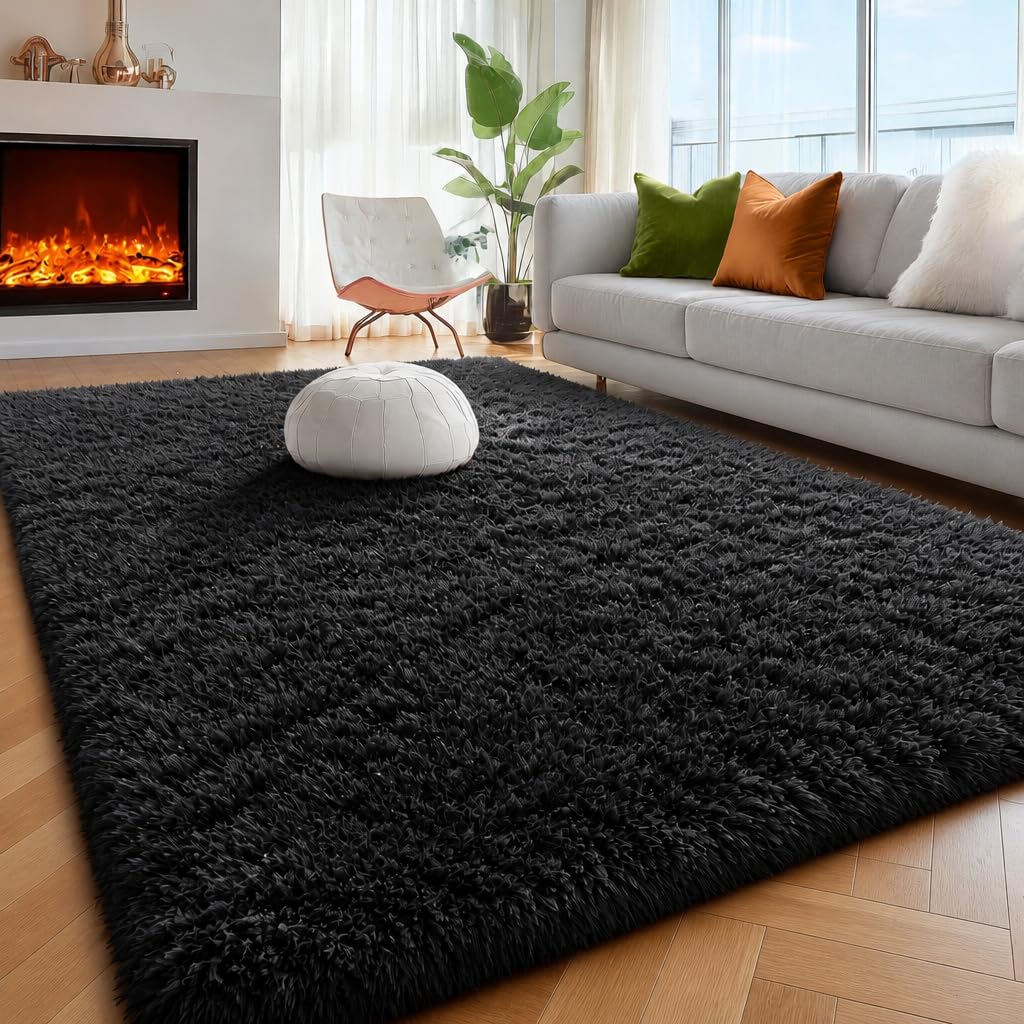 Rainbow Area Rugs for Girls Bedroom Fluffy Soft Vibrant Rugs Kids Playroom
